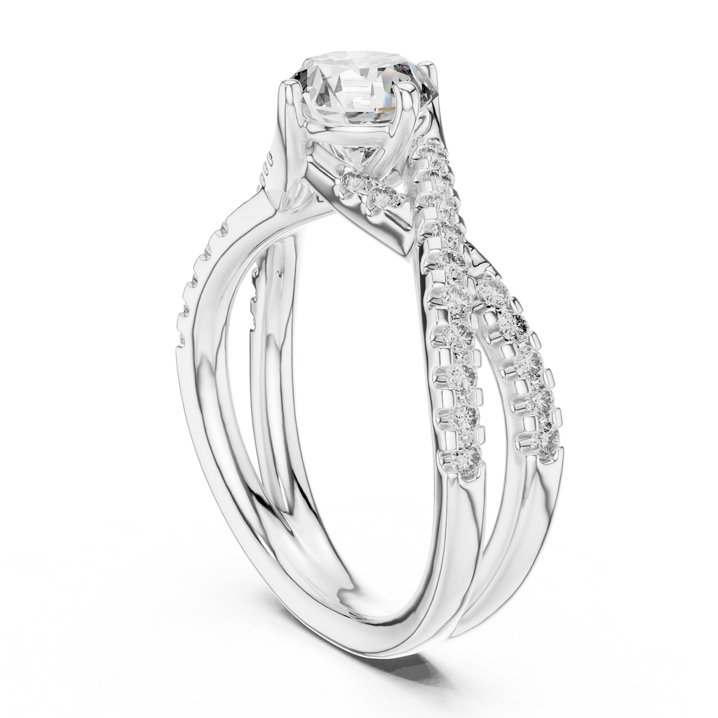Brilliant Round Diamond with a Triple-Braided Infinity Pavé Shank
