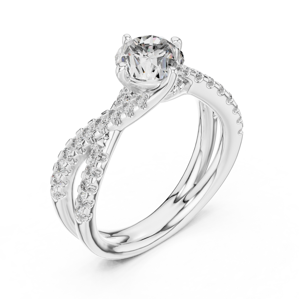 Brilliant Round Diamond with a Triple-Braided Infinity Pavé Shank