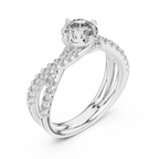 Brilliant Round Diamond with a Triple-Braided Infinity Pavé Shank