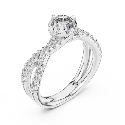 Brilliant Round Diamond with a Triple-Braided Infinity Pavé Shank
