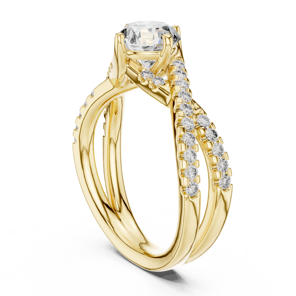 Brilliant Round Diamond with a Triple-Braided Infinity Pavé Shank