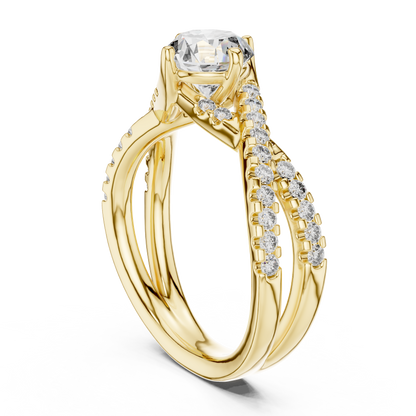 Brilliant Round Diamond with a Triple-Braided Infinity Pavé Shank