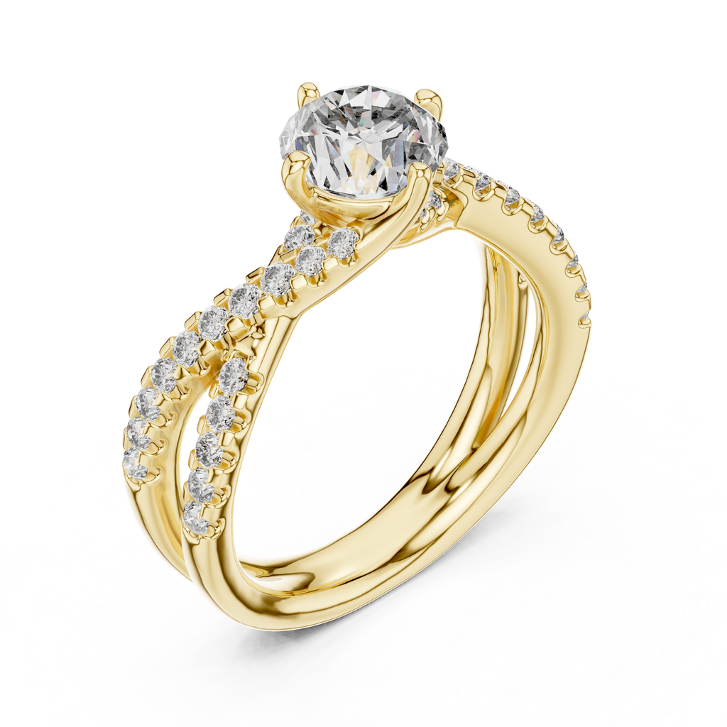 Brilliant Round Diamond with a Triple-Braided Infinity Pavé Shank