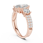 Brilliant Oval Center with Round Side Stones  Pave Diamond