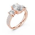 Brilliant Oval Center with Round Side Stones  Pave Diamond