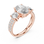 Brilliant Oval Center with Round Side Stones  Pave Diamond