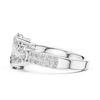 Brilliant Oval Center with Round Side Stones  Pave Diamond