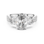 Brilliant Oval Center with Round Side Stones  Pave Diamond