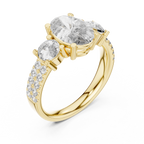 Brilliant Oval Center with Round Side Stones  Pave Diamond