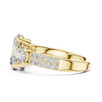 Brilliant Oval Center with Round Side Stones  Pave Diamond