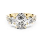 Brilliant Oval Center with Round Side Stones  Pave Diamond