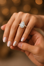 Virellia Pear-Cut Halo Lab Grown Diamond Ring