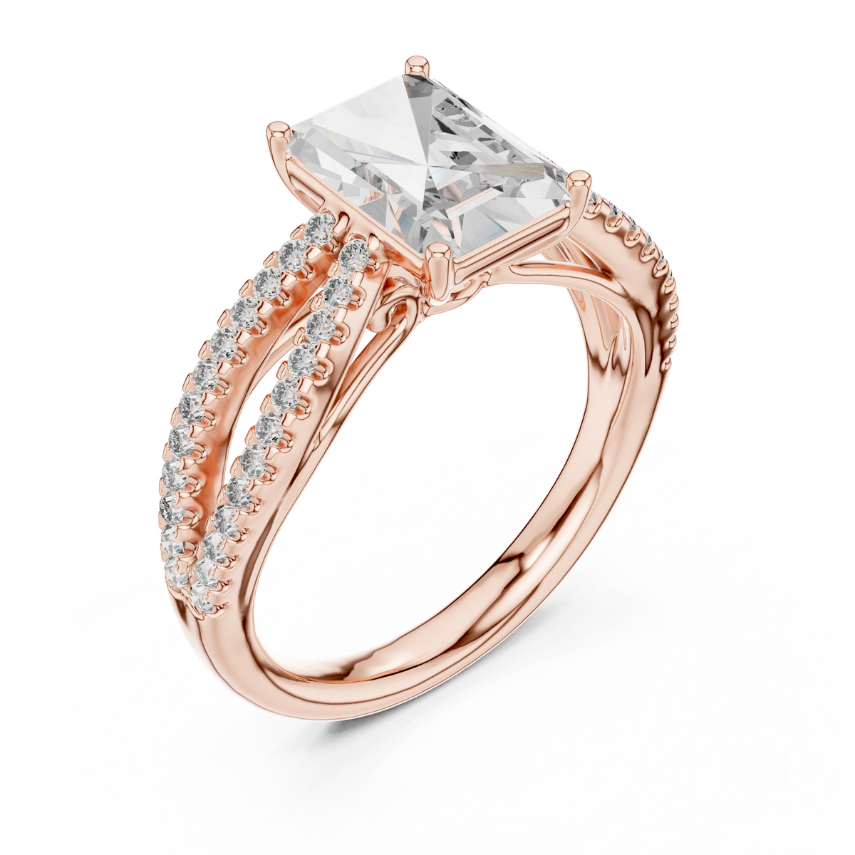 Emerald-Cut Diamond with a Sculptural Double-Braided