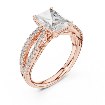 Emerald-Cut Diamond with a Sculptural Double-Braided