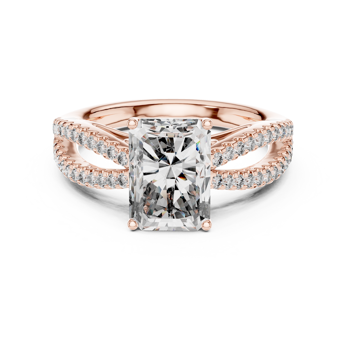 Emerald-Cut Diamond with a Sculptural Double-Braided