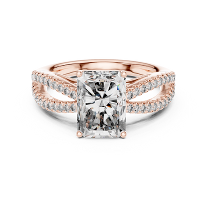 Emerald-Cut Diamond with a Sculptural Double-Braided