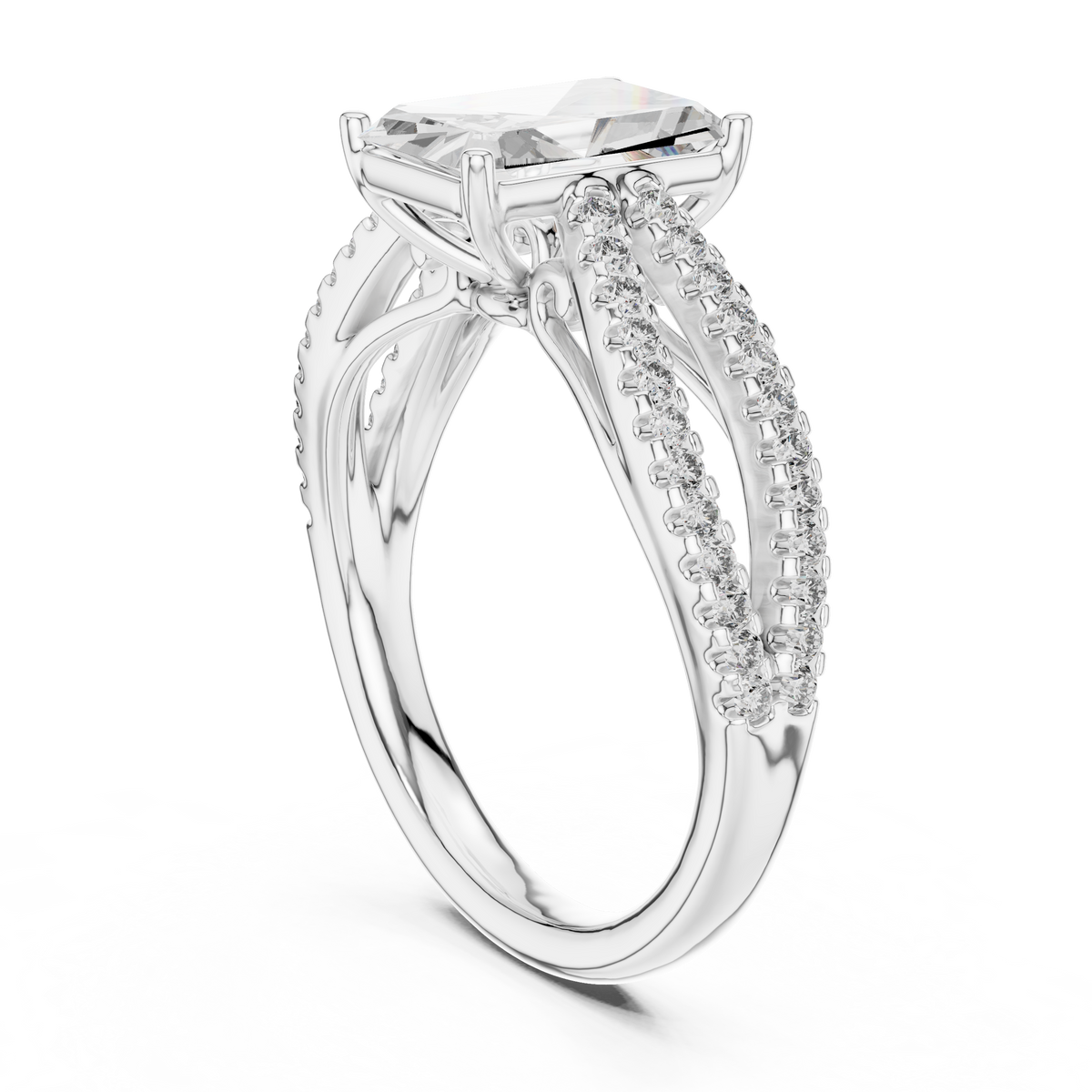 Emerald-Cut Diamond with a Sculptural Double-Braided