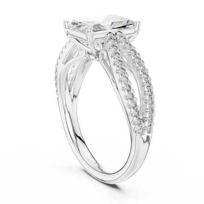 Emerald-Cut Diamond with a Sculptural Double-Braided