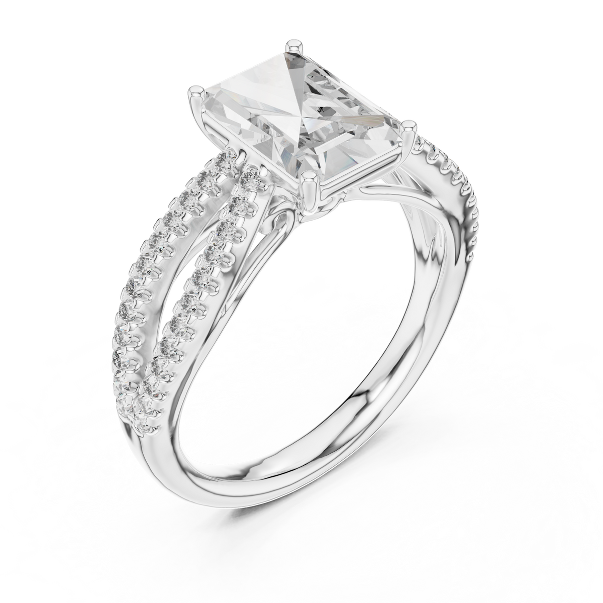 Emerald-Cut Diamond with a Sculptural Double-Braided