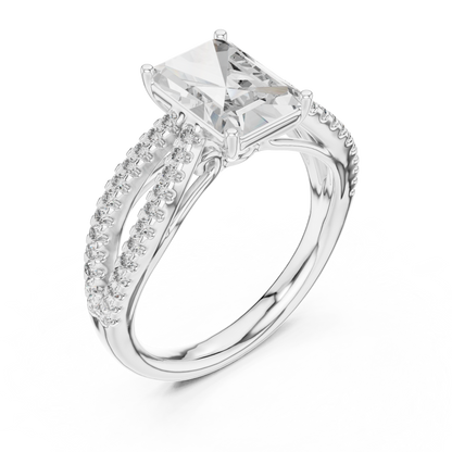 Emerald-Cut Diamond with a Sculptural Double-Braided