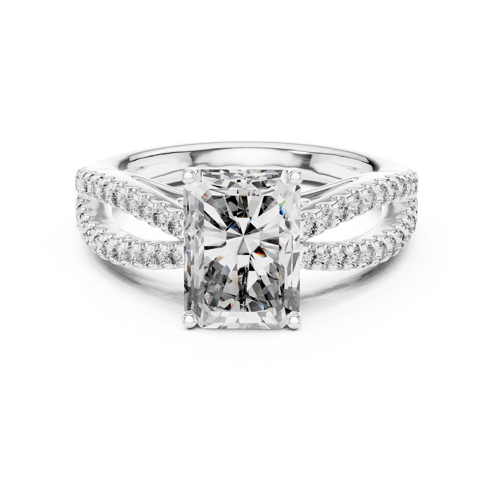 Emerald-Cut Diamond with a Sculptural Double-Braided