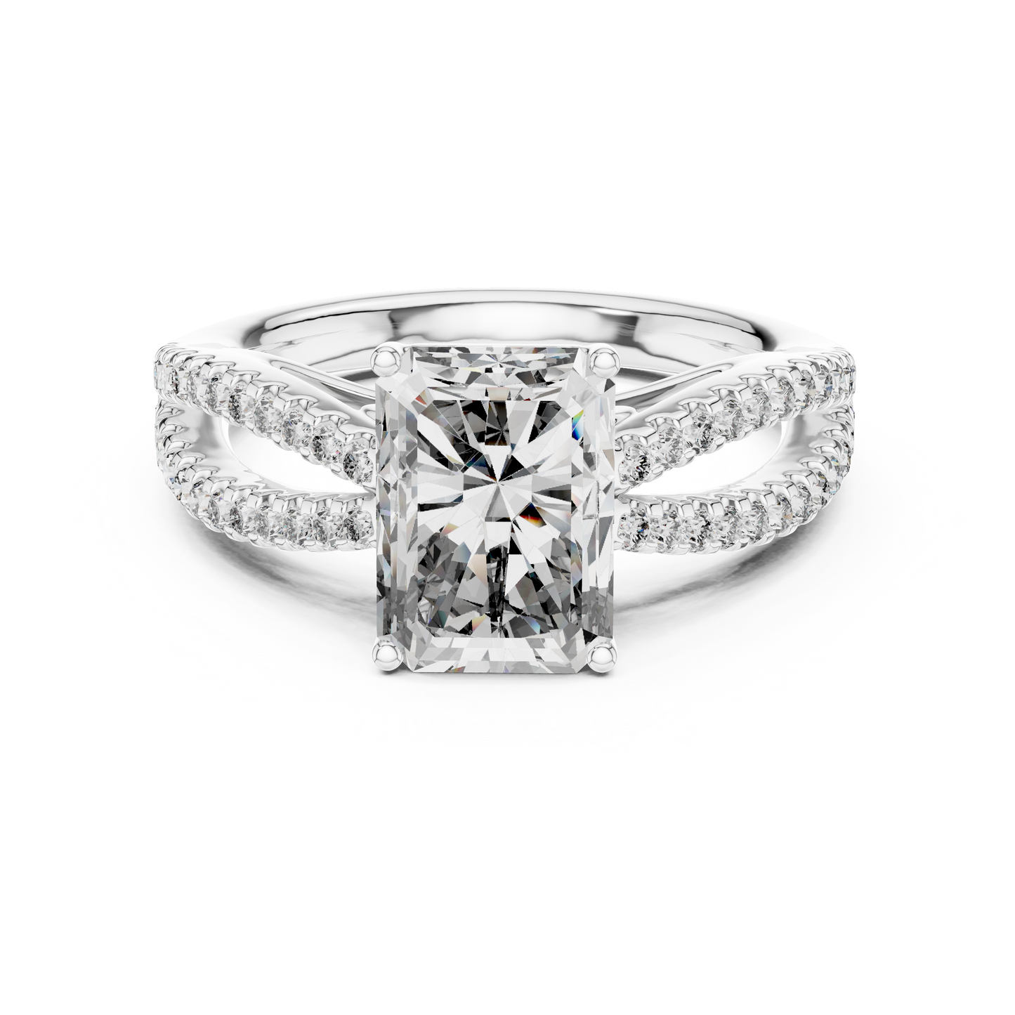 Emerald-Cut Diamond with a Sculptural Double-Braided