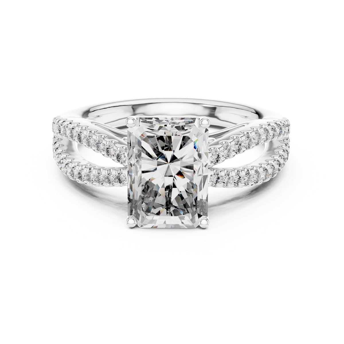 Emerald-Cut Diamond with a Sculptural Double-Braided