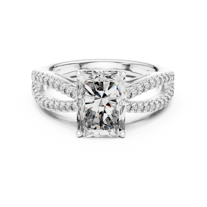 Emerald-Cut Diamond with a Sculptural Double-Braided