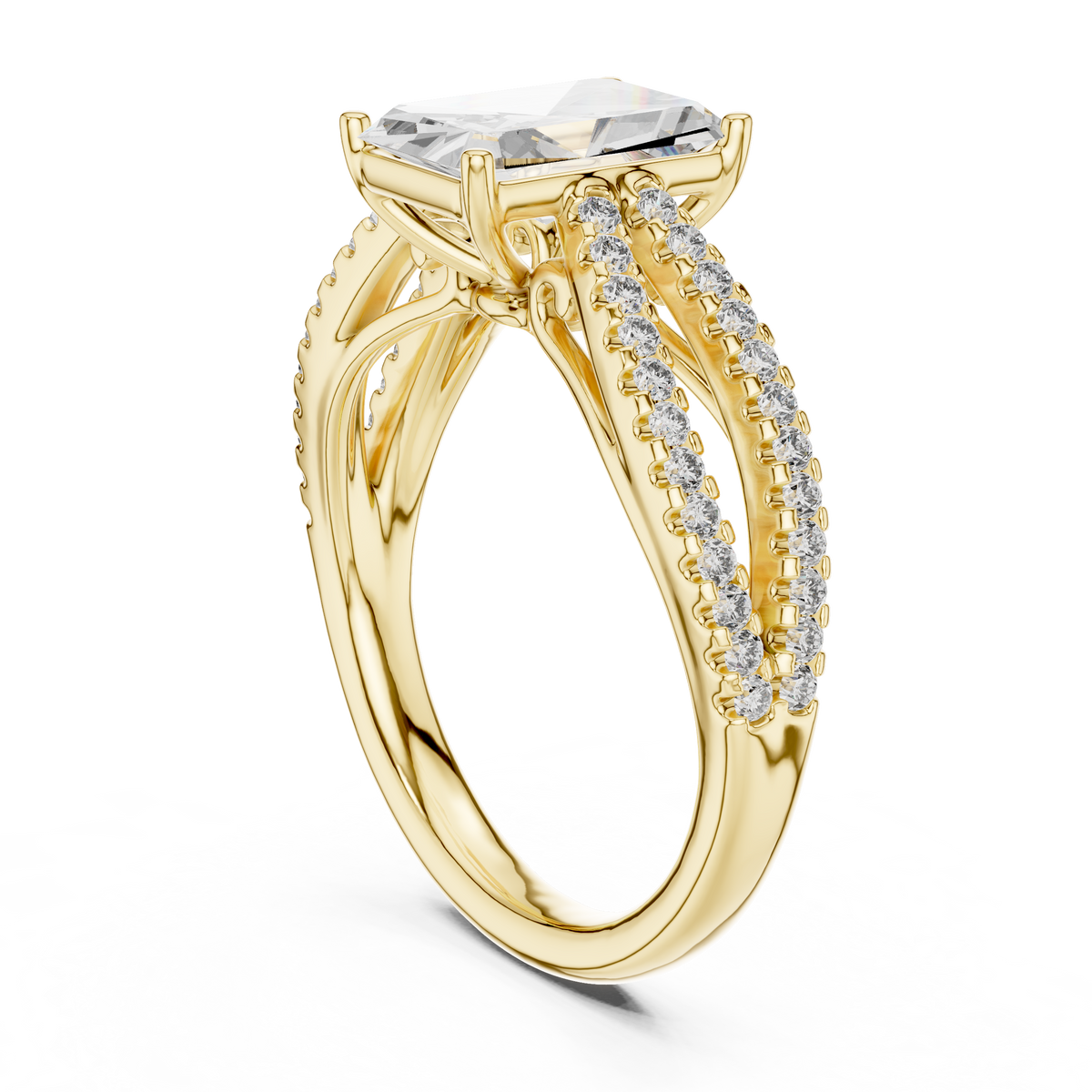 Emerald-Cut Diamond with a Sculptural Double-Braided
