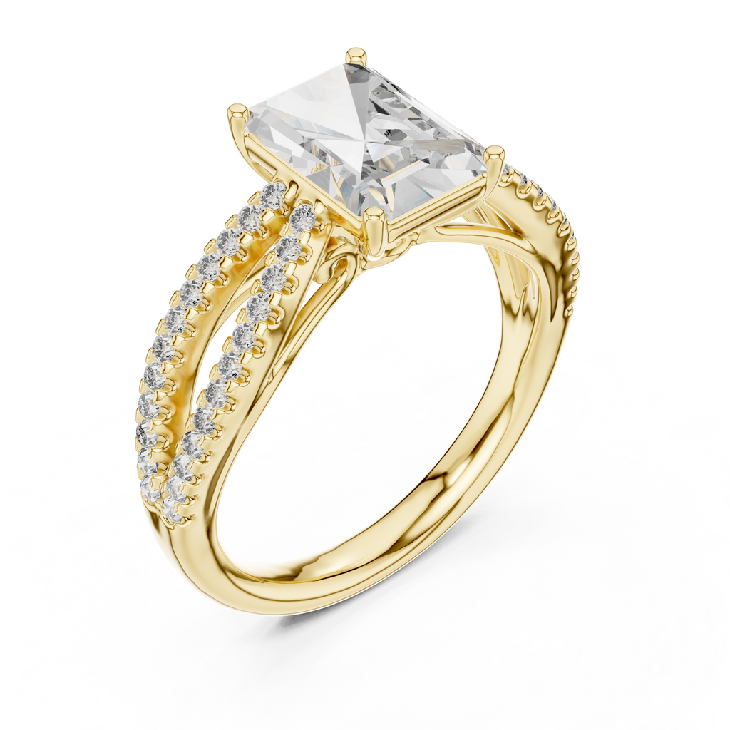 Emerald-Cut Diamond with a Sculptural Double-Braided