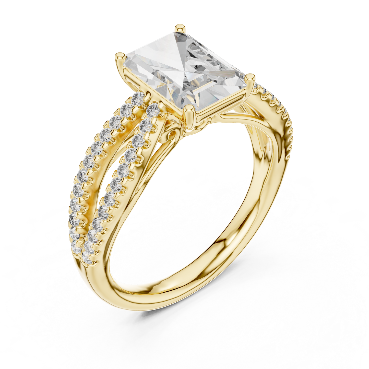Emerald-Cut Diamond with a Sculptural Double-Braided