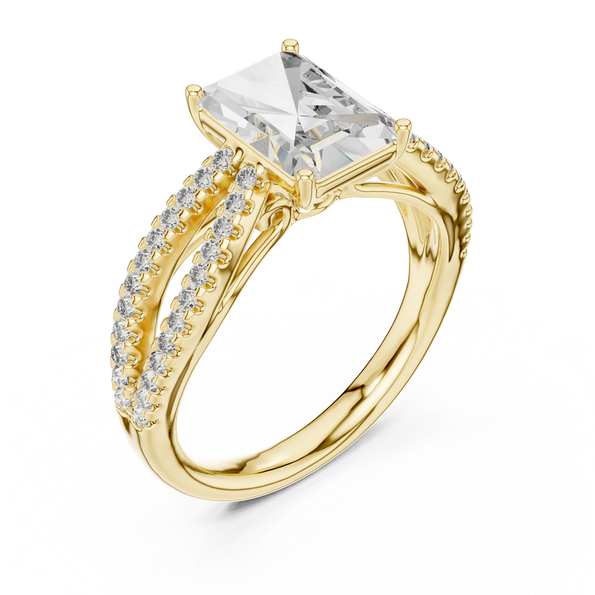 Emerald-Cut Diamond with a Sculptural Double-Braided