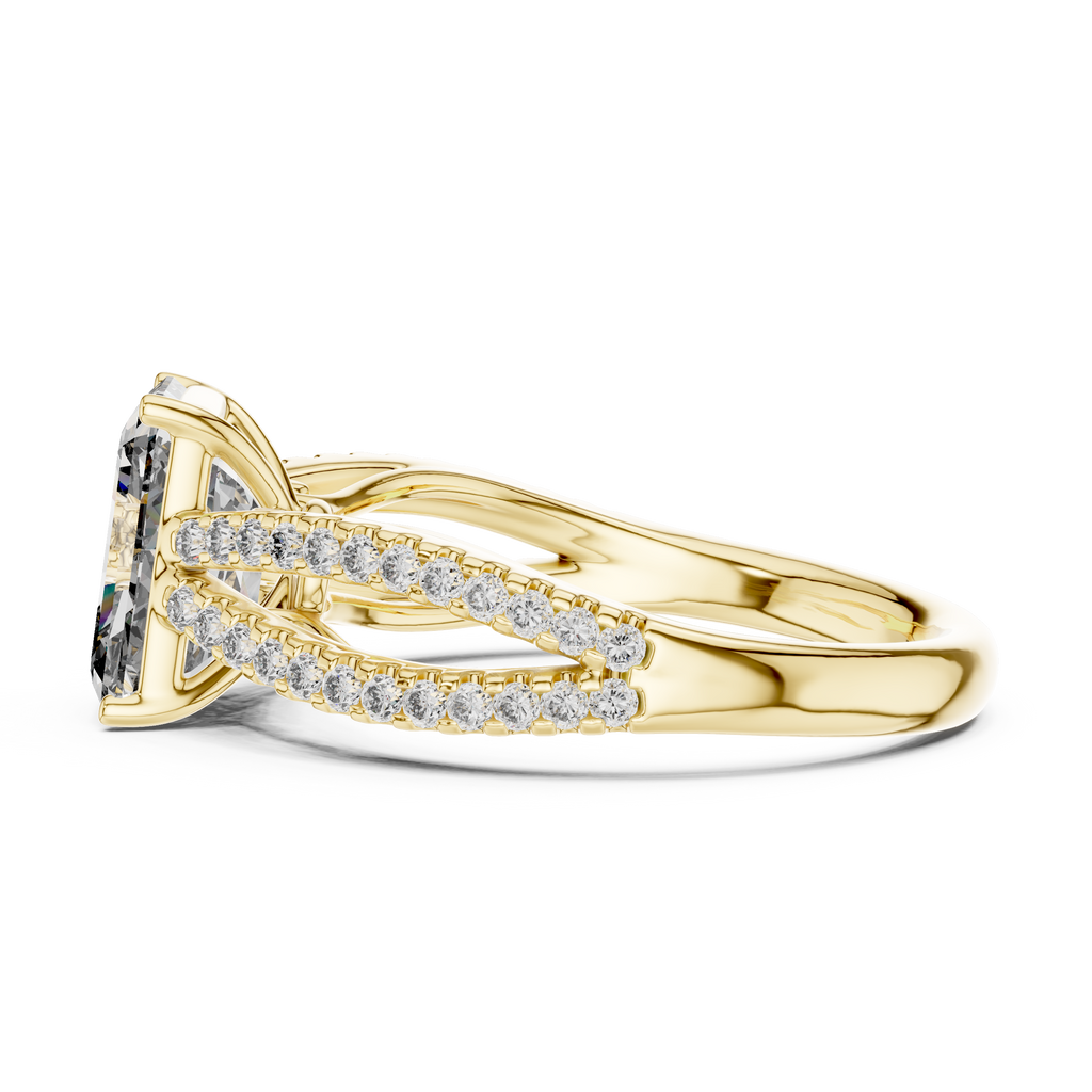 Emerald-Cut Diamond with a Sculptural Double-Braided
