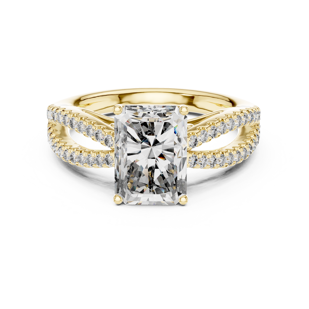 Emerald-Cut Diamond with a Sculptural Double-Braided