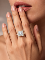 Prinzessschliff mit Brillant-Halo und funkelnder Ringschiene