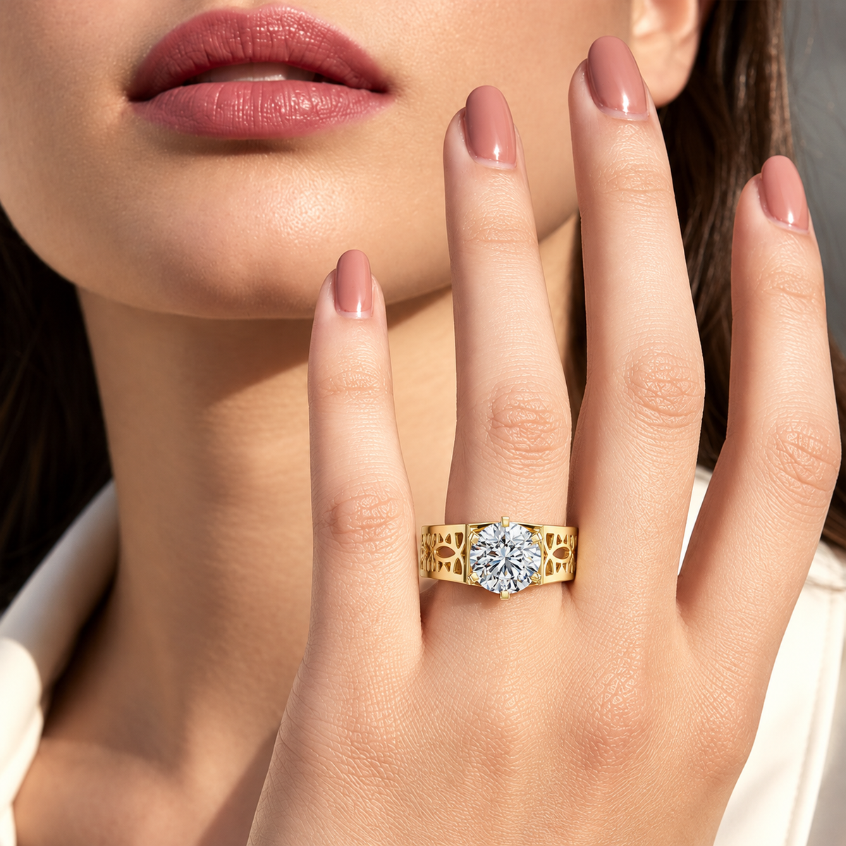 Liorenna Floral Filigree Lab Grown Diamond Ring