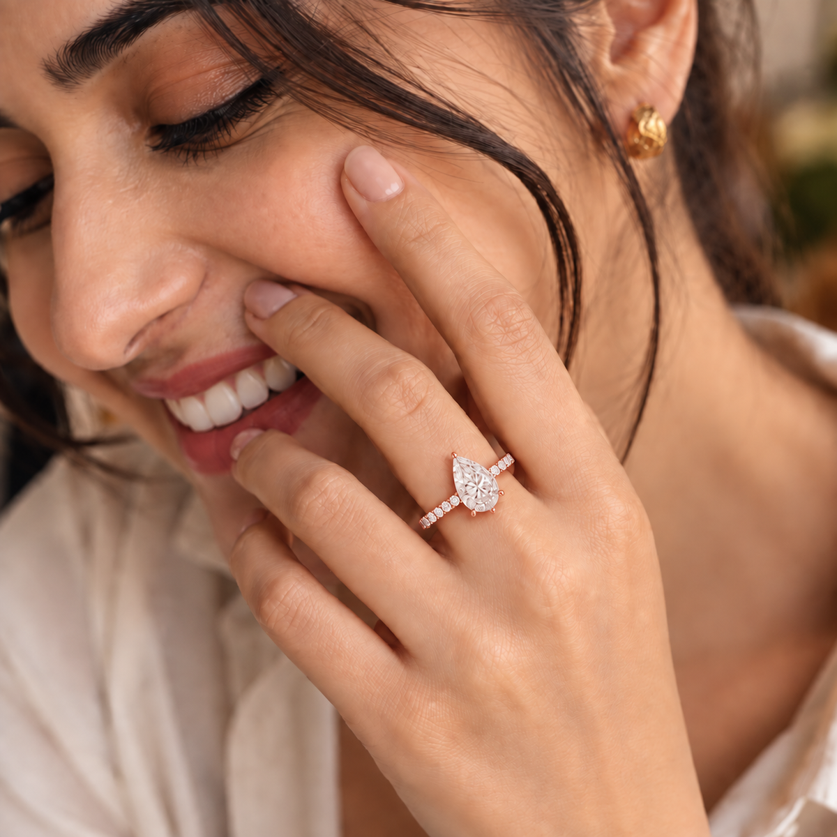 Pear Radiance Lab Grown Diamond Solitaire Engagement Ring