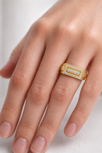 Classic Men's Diamond Signet Ring, Rectangle Cluster Design, Fine Jewelry Gift