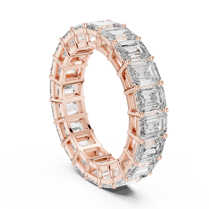 Emerald-Cut Diamond Eternity Band in a Classic Open Basket