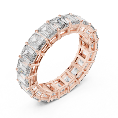 Emerald-Cut Diamond Eternity Band in a Classic Open Basket