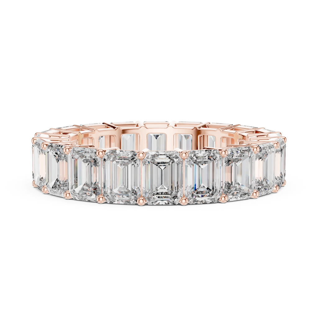 Emerald-Cut Diamond Eternity Band in a Classic Open Basket