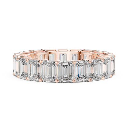 Emerald-Cut Diamond Eternity Band in a Classic Open Basket