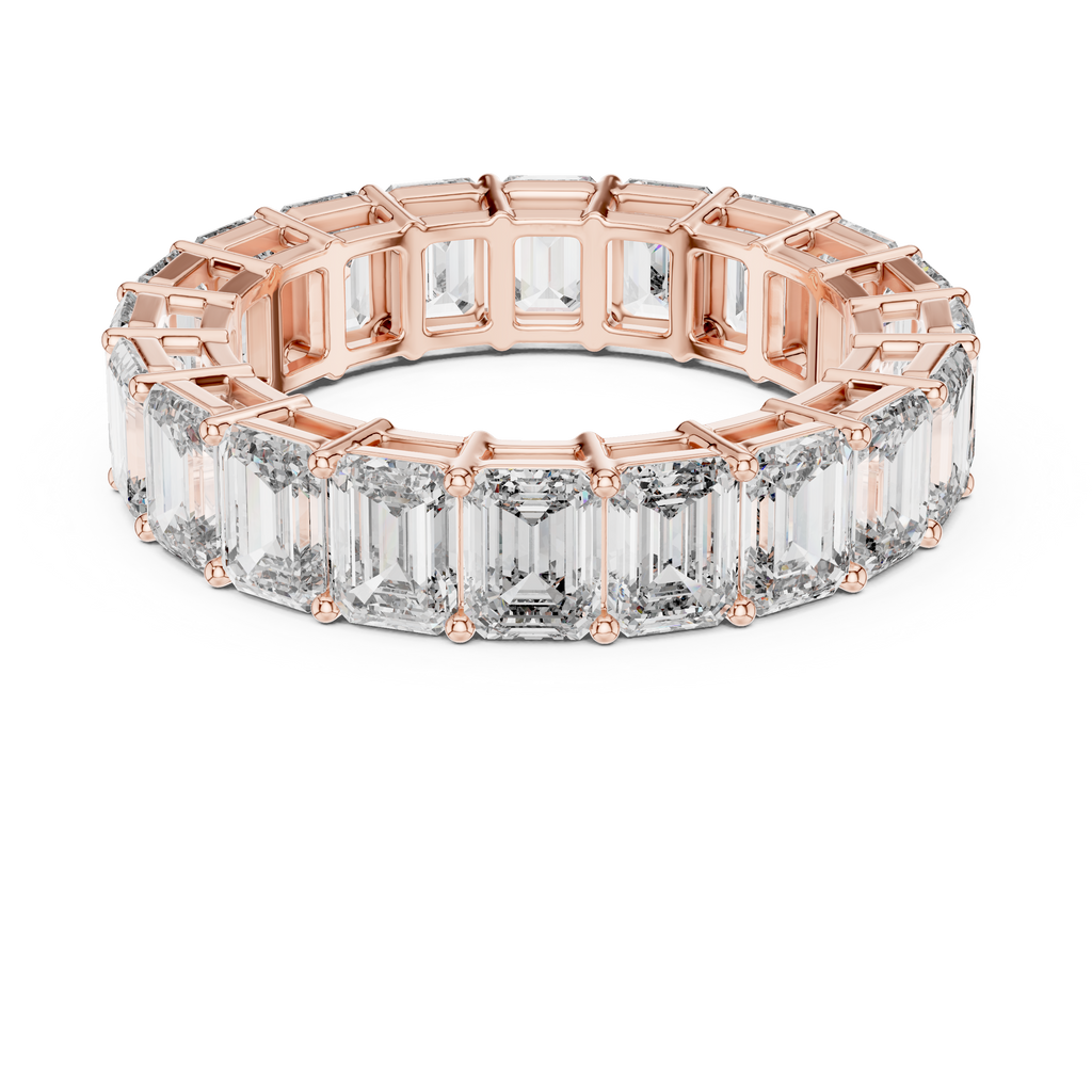 Emerald-Cut Diamond Eternity Band in a Classic Open Basket