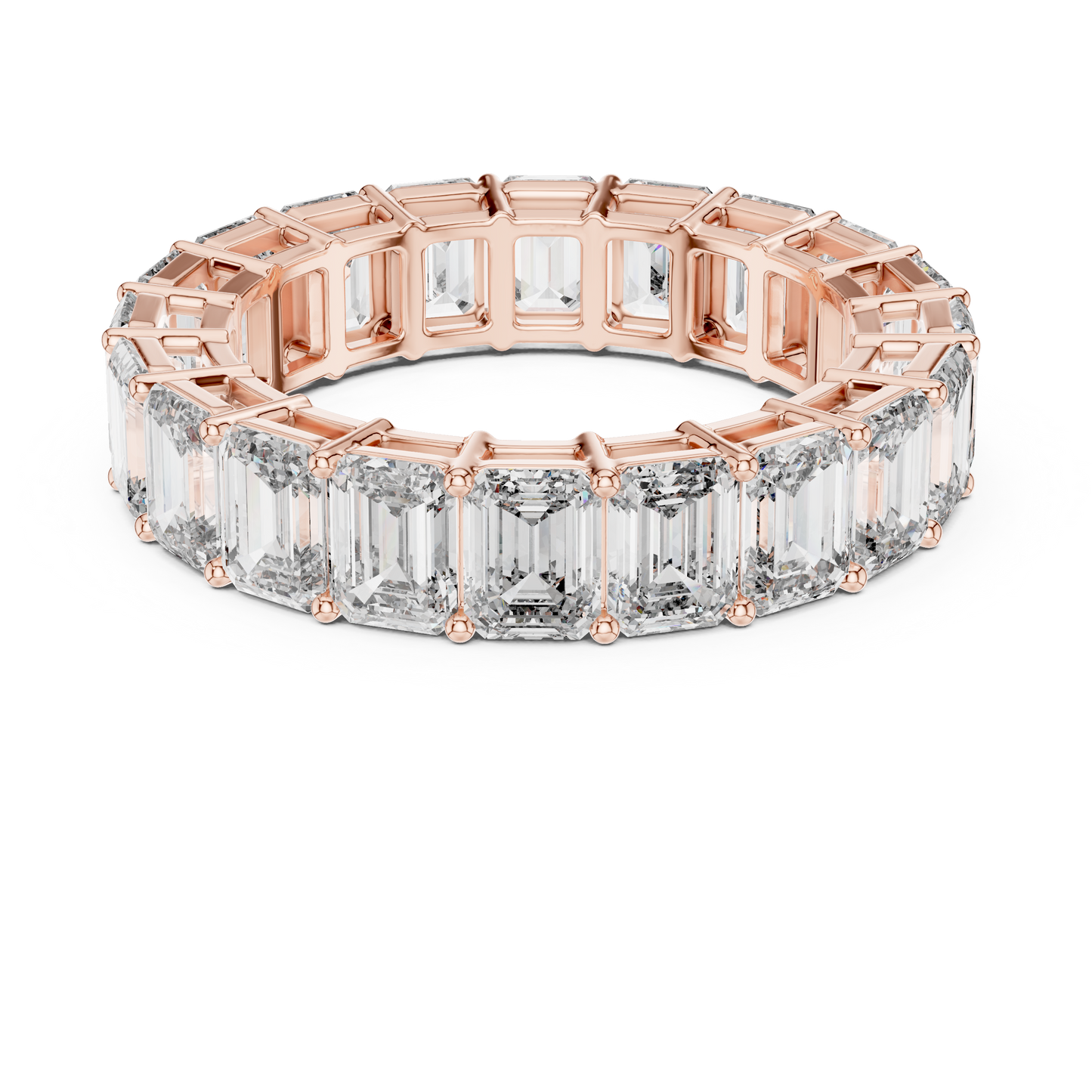 Emerald-Cut Diamond Eternity Band in a Classic Open Basket