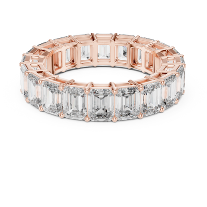 Emerald-Cut Diamond Eternity Band in a Classic Open Basket