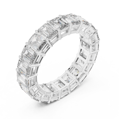 Emerald-Cut Diamond Eternity Band in a Classic Open Basket