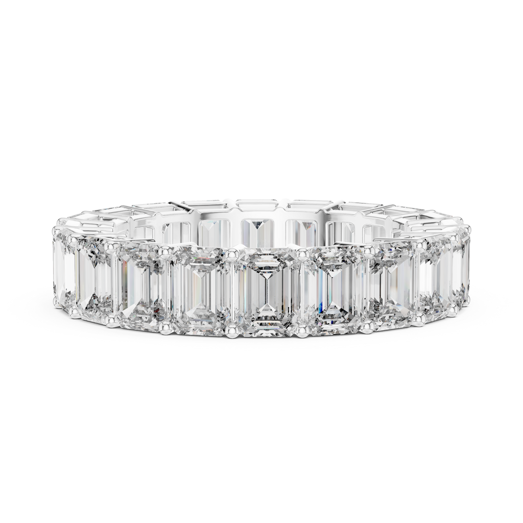 Emerald-Cut Diamond Eternity Band in a Classic Open Basket