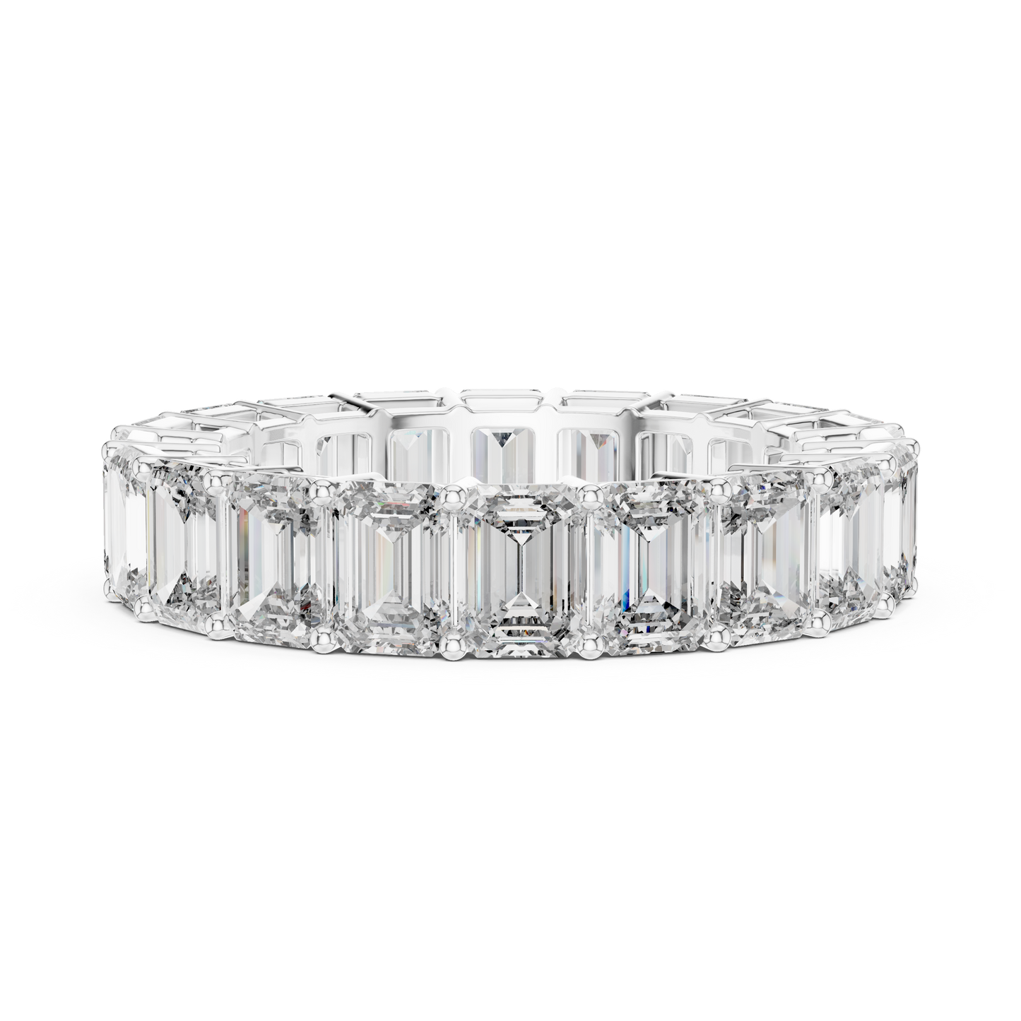 Emerald-Cut Diamond Eternity Band in a Classic Open Basket