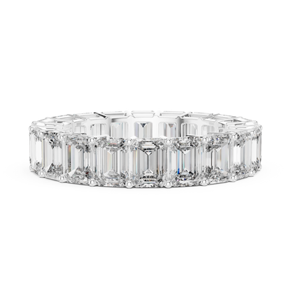 Emerald-Cut Diamond Eternity Band in a Classic Open Basket