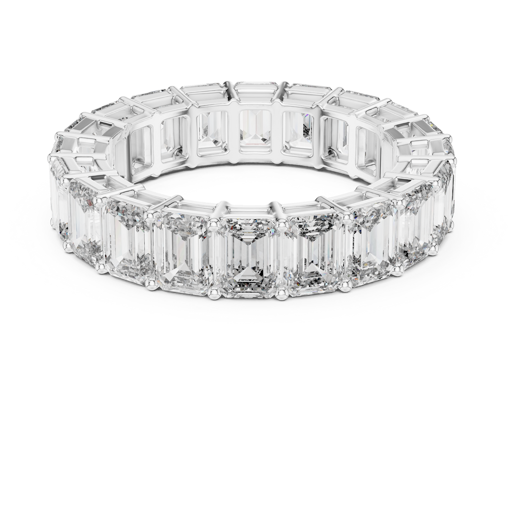 Emerald-Cut Diamond Eternity Band in a Classic Open Basket